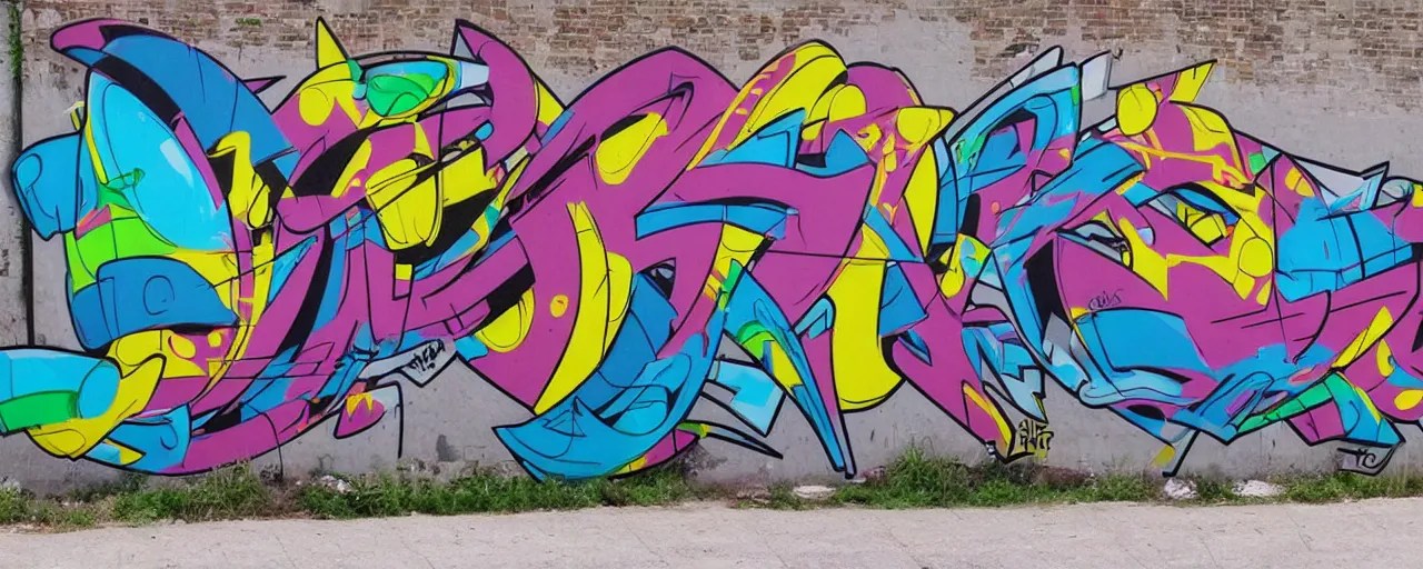 a mural by loomit in street art style, graffiti Stable Diffusion