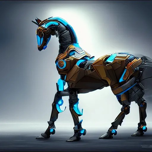 futuristic robotic horse, heroic pose, highly Stable Diffusion