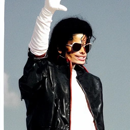michael jackson facing backwards wearing a letterman Stable Diffusion