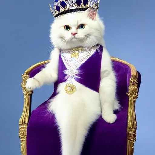 a royal portrait of a ragdoll cat dressed up as the Stable Diffusion