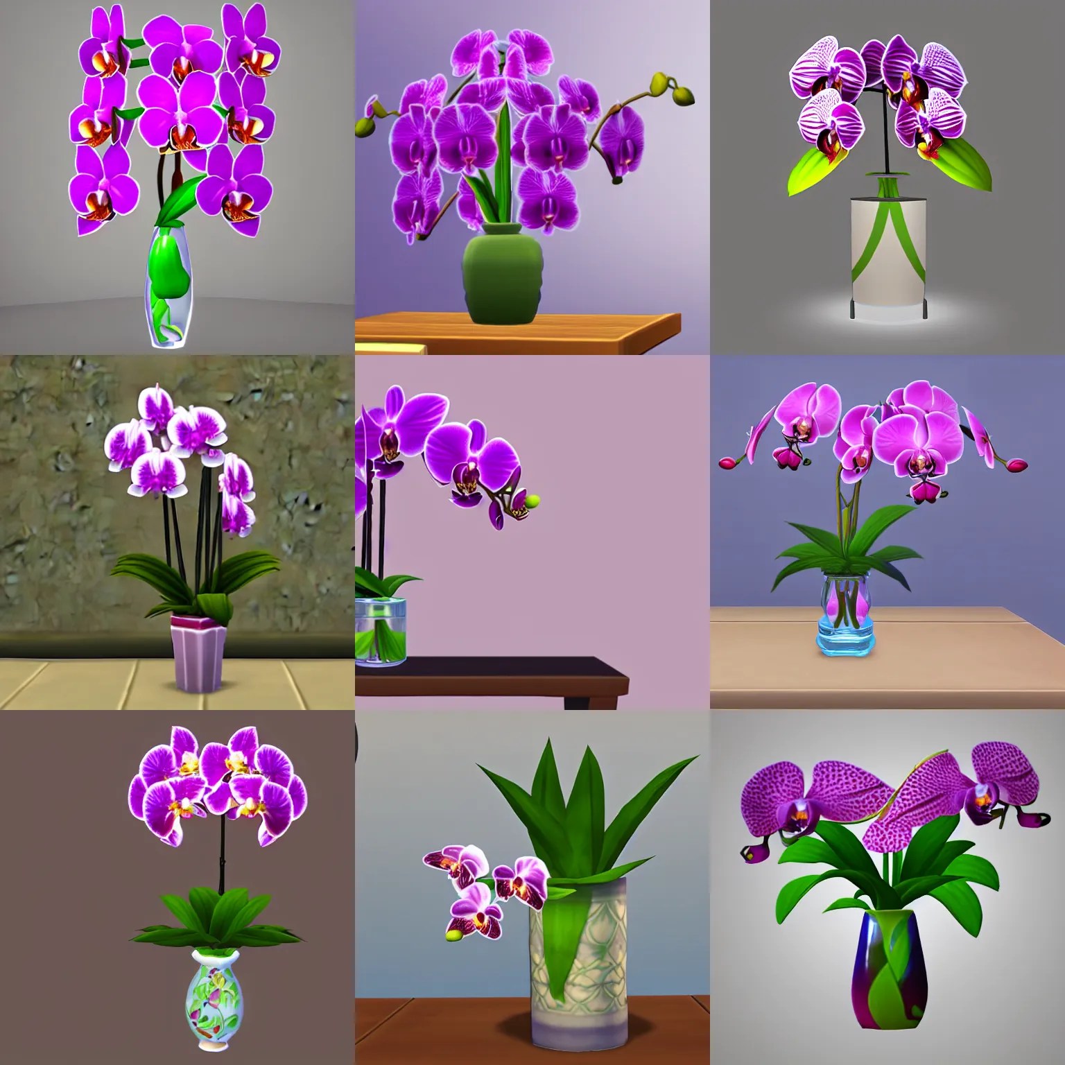 orchid in flower vase from the sims 4 neutral Stable Diffusion
