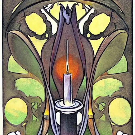 art nouveau bat with candle Stable Diffusion OpenArt