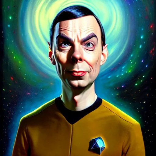 Portrait of Sheldon cooper as Spock Funny cartoonish Stable Diffusion
