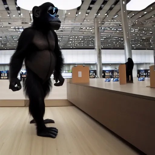 a chimpanzee shopping in an apple store Stable Diffusion