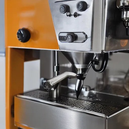 an industrial coffee machine with metal plates and Stable Diffusion