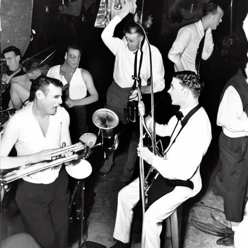 snails playing jazz at a club, photograph, 1 9 5 0 s Stable Diffusion