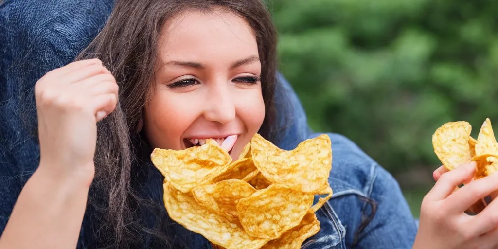 a person eating bag of chips Stable Diffusion OpenArt