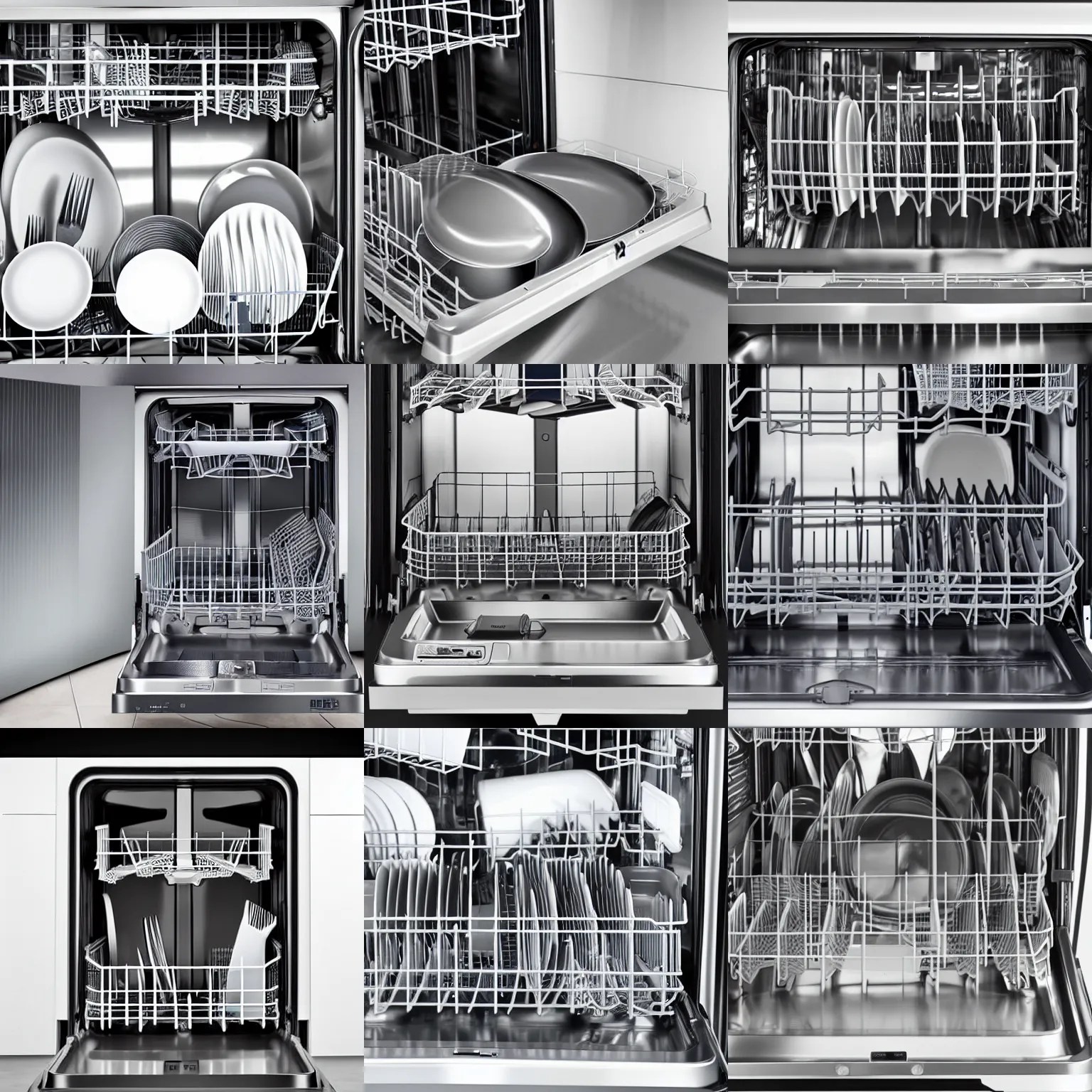 professional photo of the inside of a dishwasher that Stable