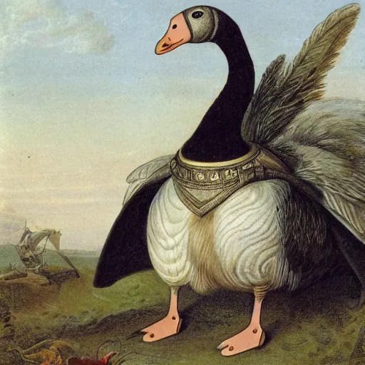 a goose wearing knight armor Stable Diffusion OpenArt