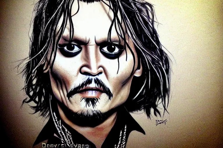 johnny depp face on a creature, by dave cavedraws, by Stable Diffusion OpenArt