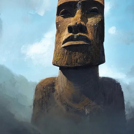 Detailed photo of a gigachad Easter island head, by Stable Diffusion