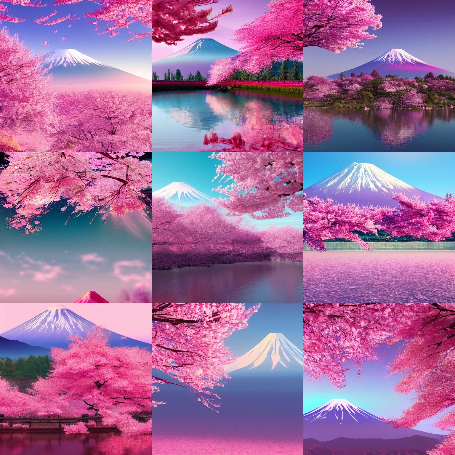 pink color mount fuji, abstract wallpaper, hyper Stable Diffusion