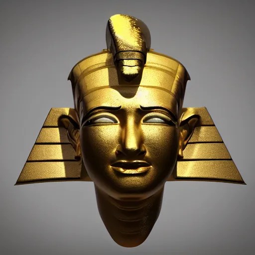 3 d render melted egyptian god head, sculpture, Stable Diffusion