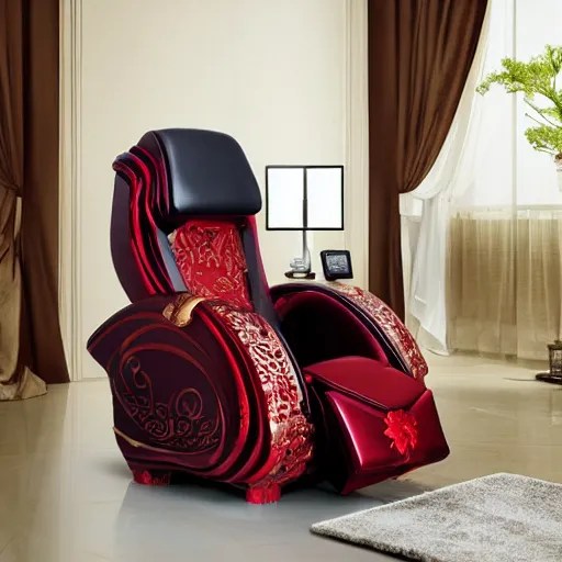 a luxury vip golden toilet gaming chair with red Stable Diffusion