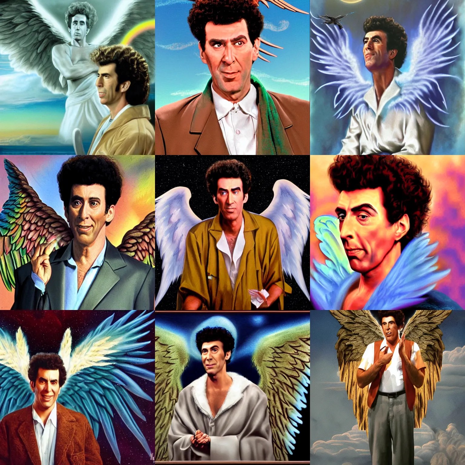 A beautiful matte painting of Cosmo Kramer with angel Stable