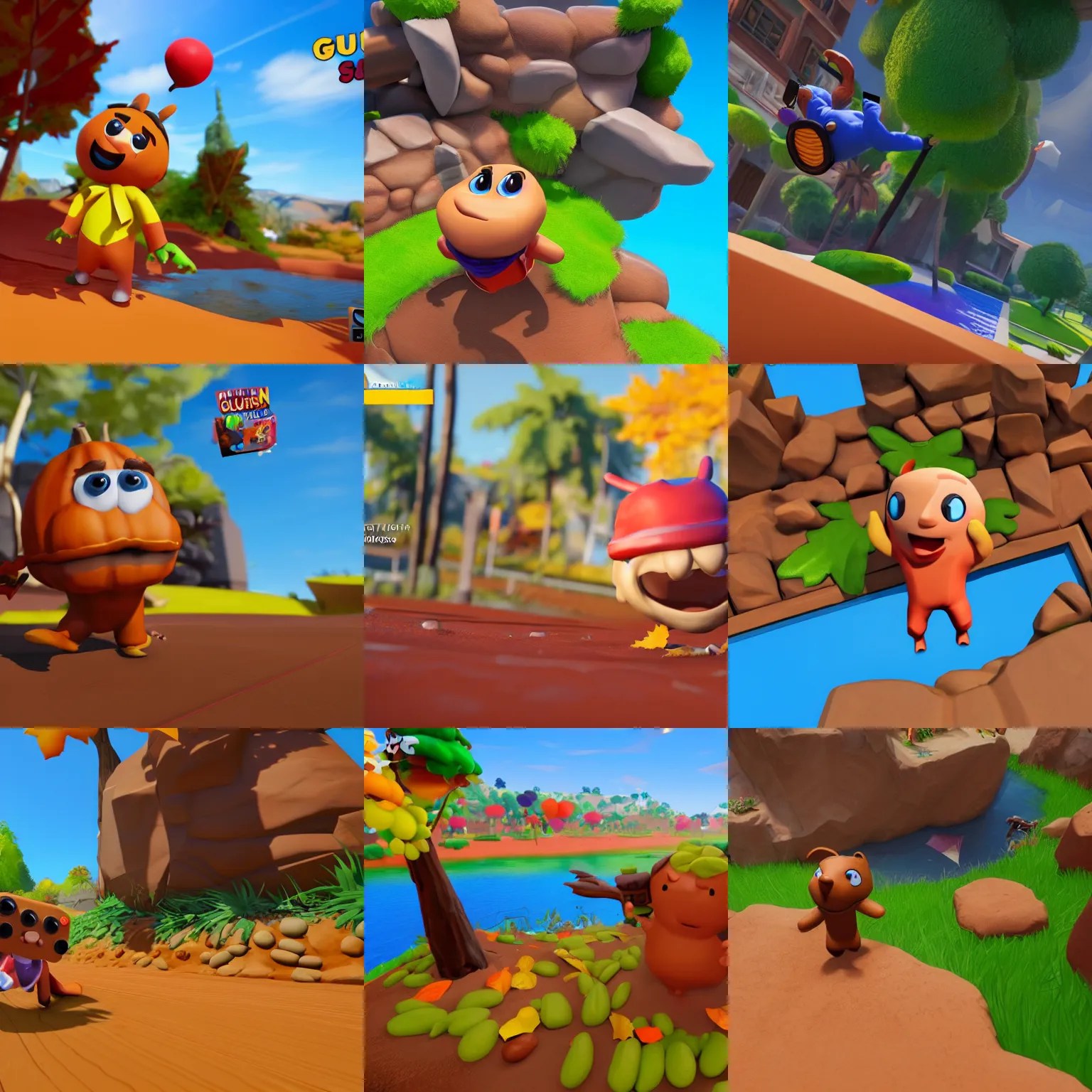 PlayStation 4 screenshot of a Fall Guys bean 3D model, Stable