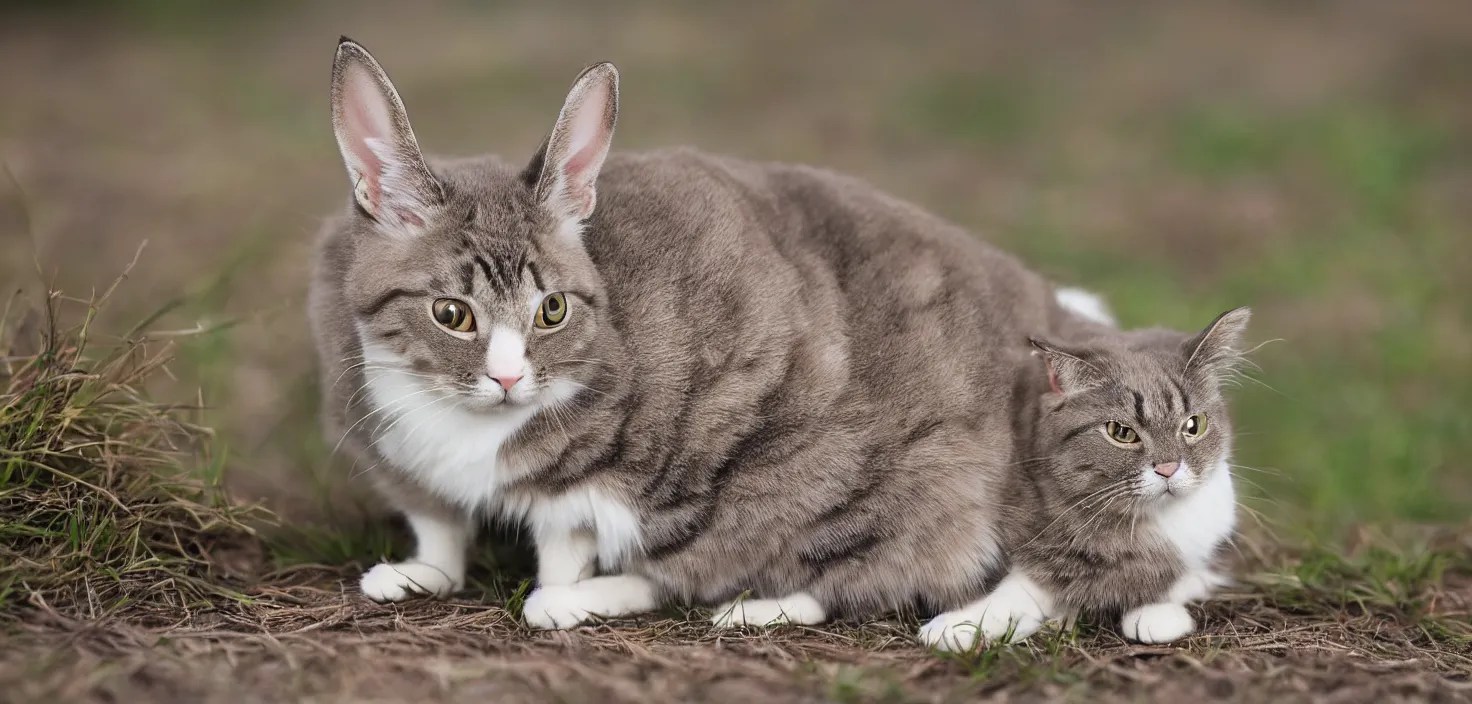 cat rabbit hybrid, a cross between a cat and a Stable Diffusion