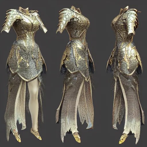concept art of a dragon scale armor dress. bright Stable Diffusion