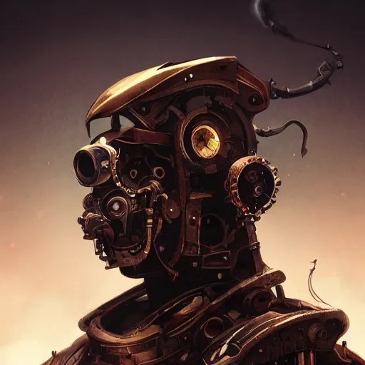 a steam powered robot, fantasy, dark, steam punk , Stable Diffusion