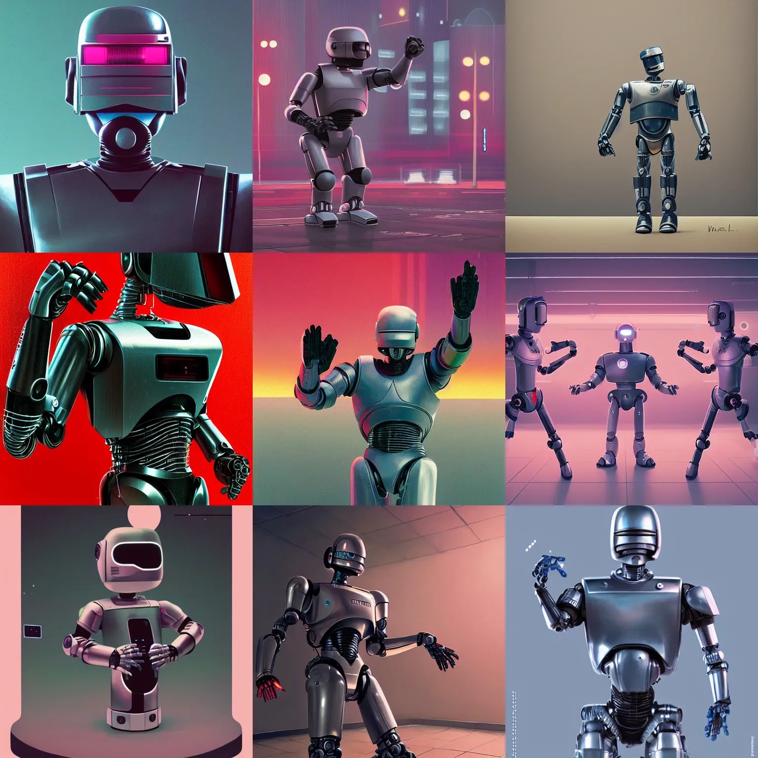 Robocop doing the robot dance, painted by Mike Stable Diffusion OpenArt