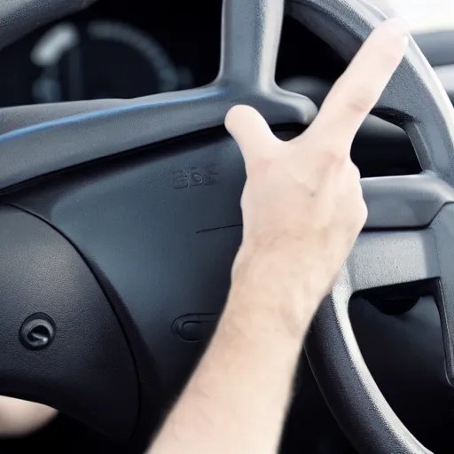 muscular arm gripping a steering wheel at the top, Stable Diffusion