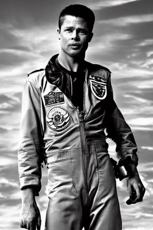 portrait of yound brad pitt staring top gun, photoshoot Stable Diffusion