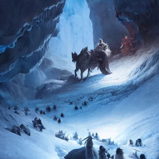 riding the warcat into the deep ice cave. melancholy Stable Diffusion