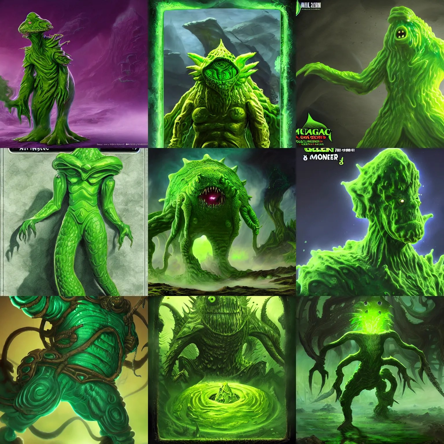 A Green slime monster, fantasy artwork, fantasy Stable Diffusion