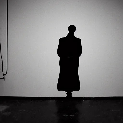 Anxiety Inducing Backrooms, creepy black figure Stable Diffusion