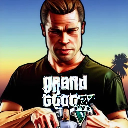 gta 5, grand theft auto 5 cover art portrait of brad Stable Diffusion