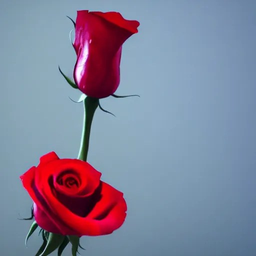 a blood red rose blooming at night under the full moon Stable