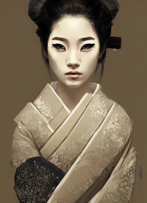 female geisha girl, beautiful face, rule of thirds, Stable Diffusion
