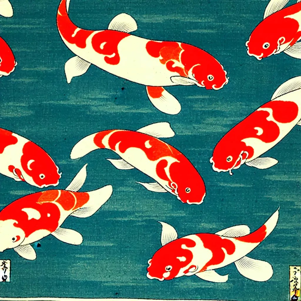 ukiyo e koi pond Stable Diffusion OpenArt