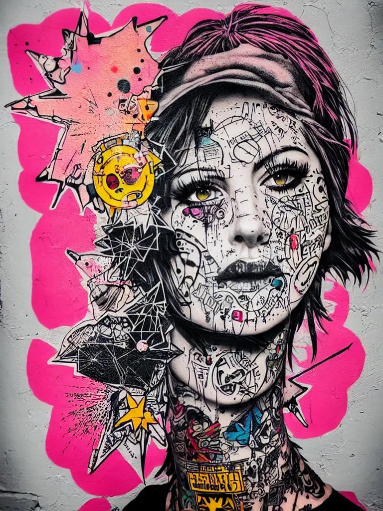 a multilayered mixed media street art bursting with Stable Diffusion