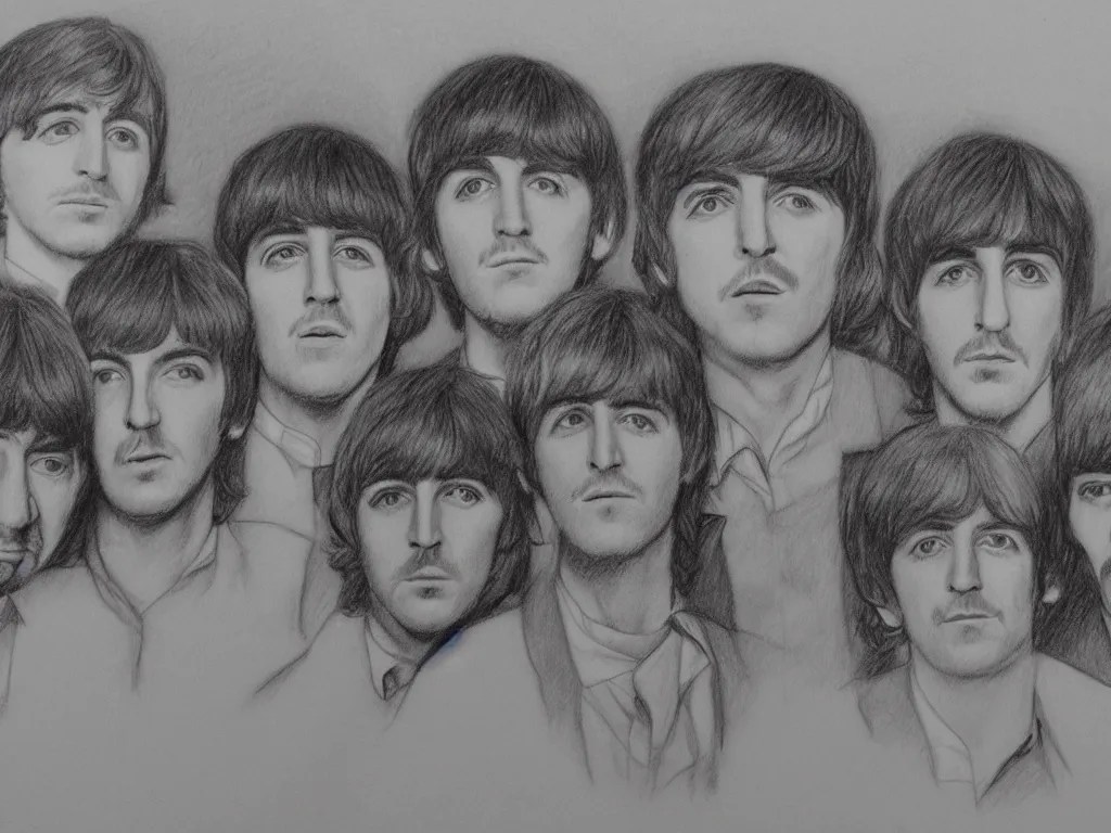 the beatles pencil sketch, Stable Diffusion OpenArt