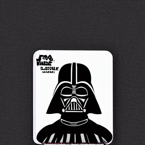 Darth Vader wearing a convention style name badge that Stable