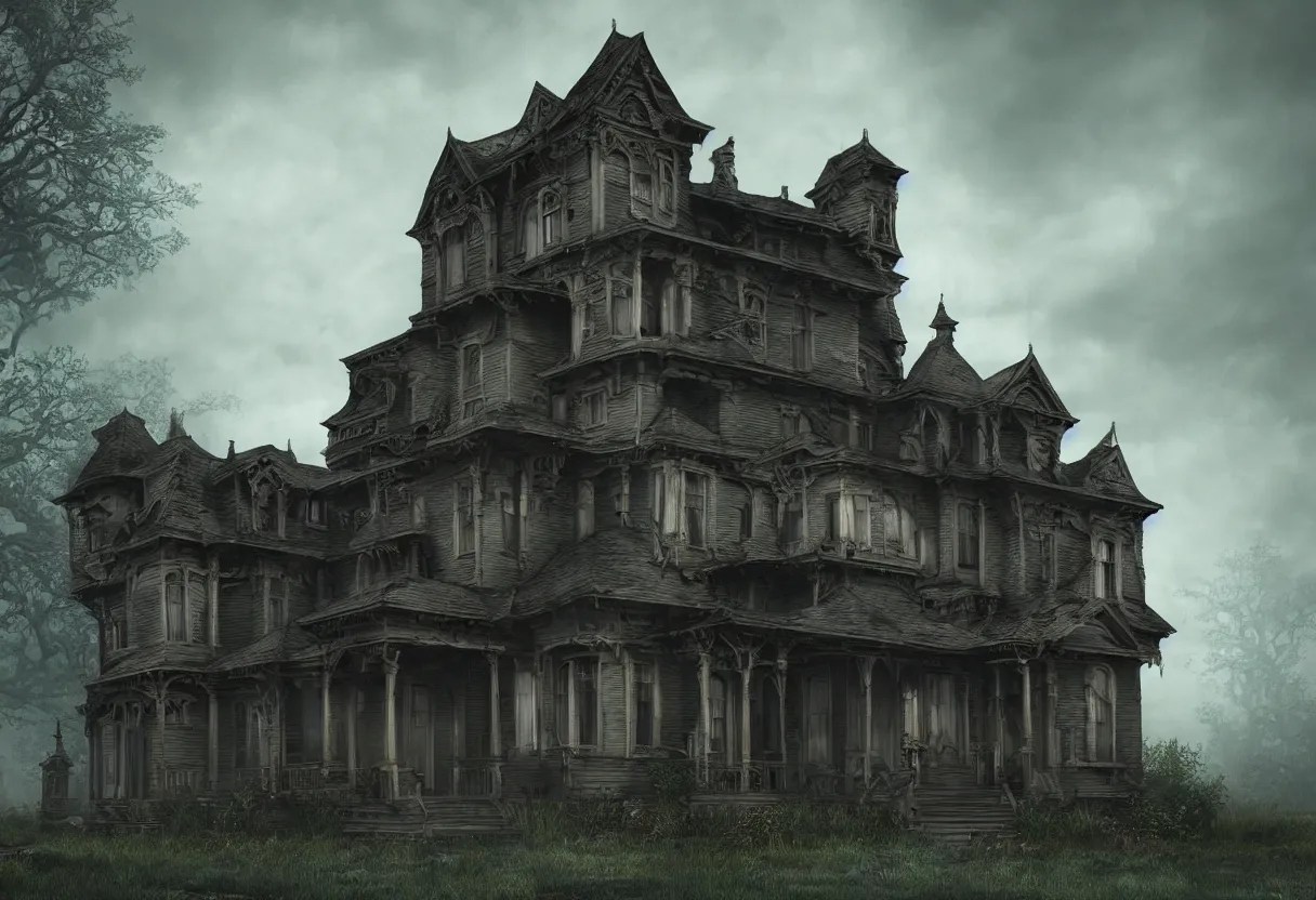 dark victorian mansion, haunted house, dark fantasy | Stable Diffusion