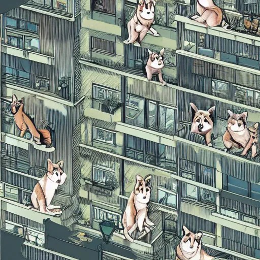 crazy akita inu apartments, extremely detailed, sharp Stable
