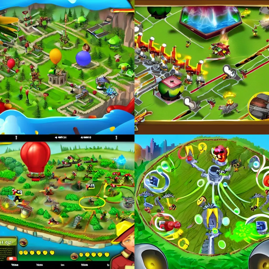 Bloons Tower Defense 6, gameplay screenshot Stable Diffusion
