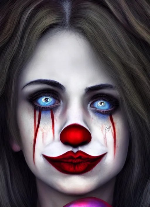 photo of a sad clown woman crying in the Stable Diffusion