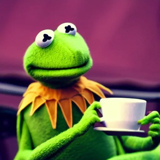 kermit the frog drinking a cup of tea Stable Diffusion OpenArt