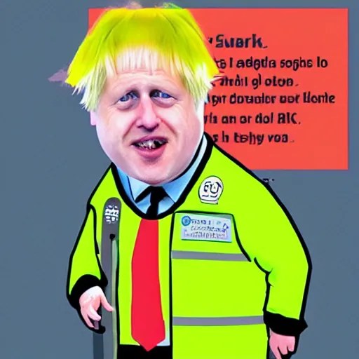 boris johnson cartoonized wearing a hi viz jacket. Stable Diffusion