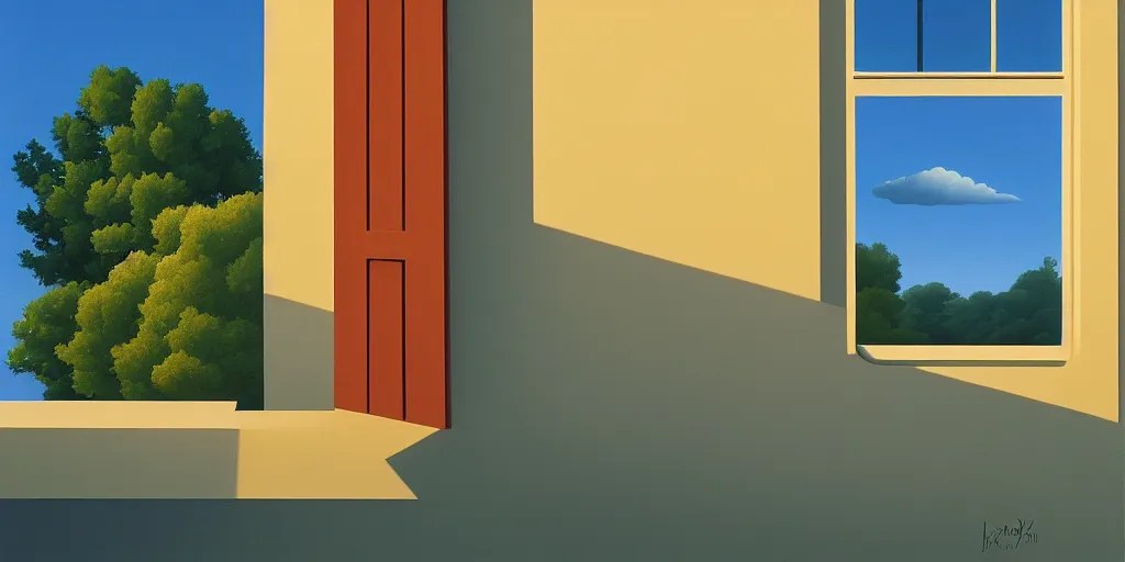 the window, blue sky, summer evening, kenton nelson Stable Diffusion