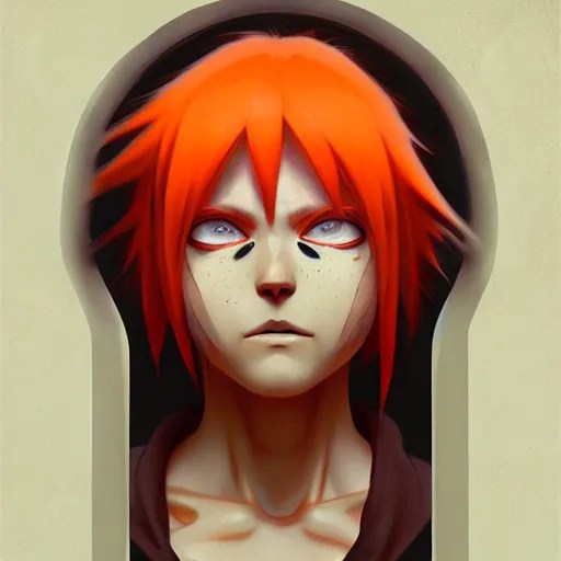 pain from naruto, orange hair, onion eyes, ears Stable Diffusion