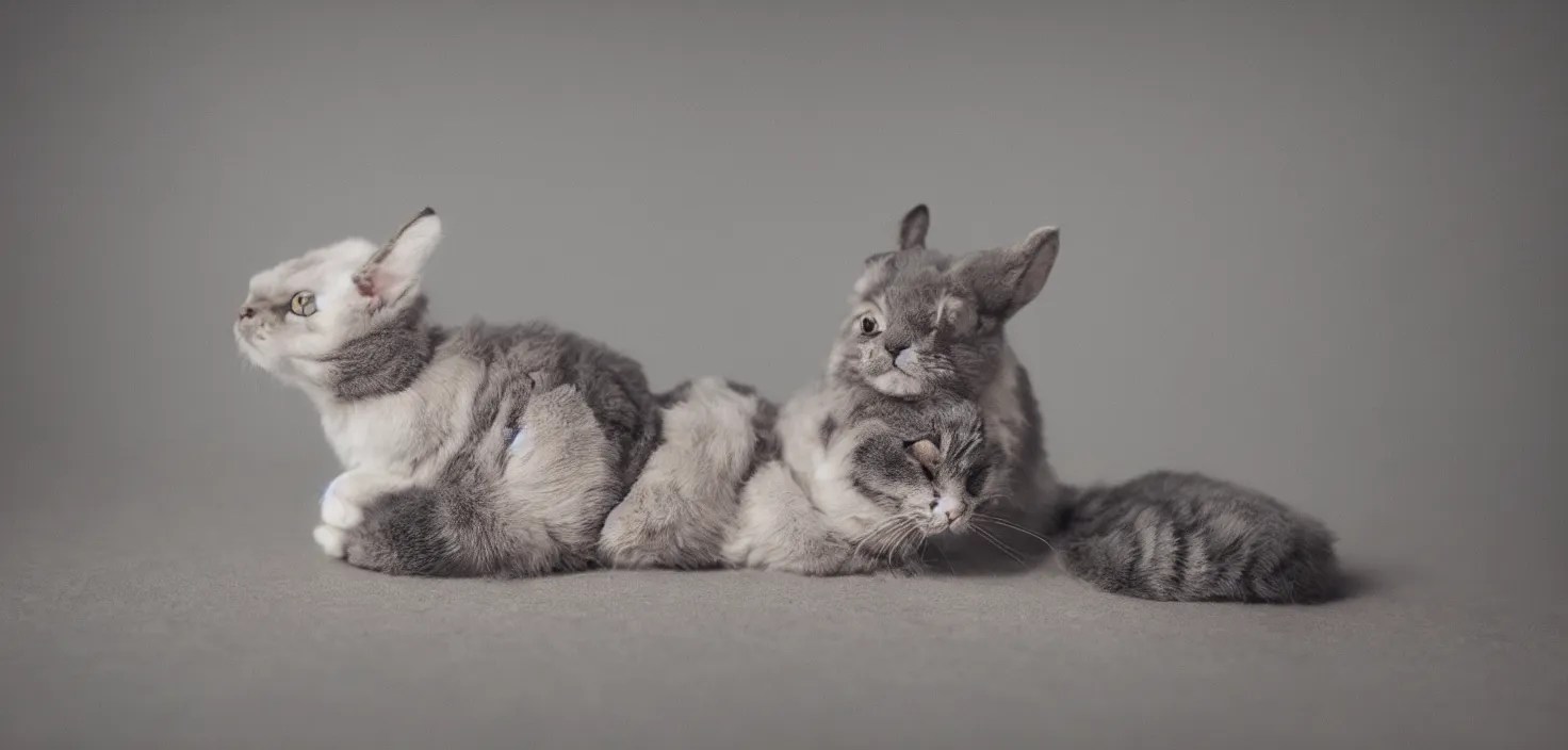 cat rabbit hybrid, a cross between a cat and a Stable Diffusion