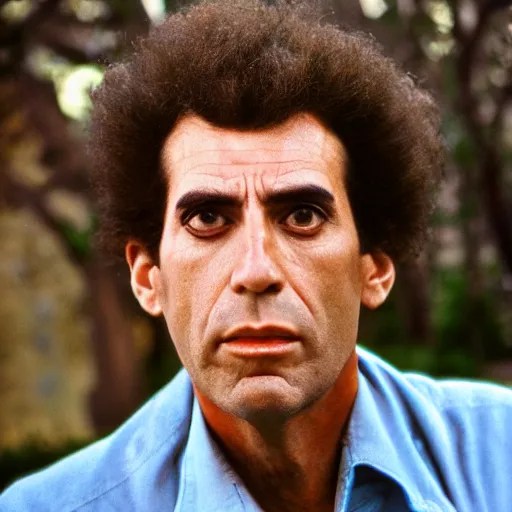 portrait photograph, Cosmo Kramer, pensive, depth of Stable Diffusion