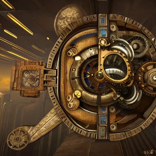 clockwork city in space, steam punk, 3 d, detailed, Stable Diffusion