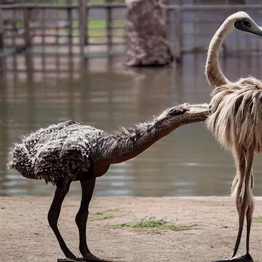 bipedal ostrich and crocodile hybrid animal, real Stable Diffusion