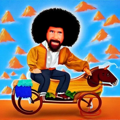 bob ross riding a rocking horse on acid Stable Diffusion OpenArt