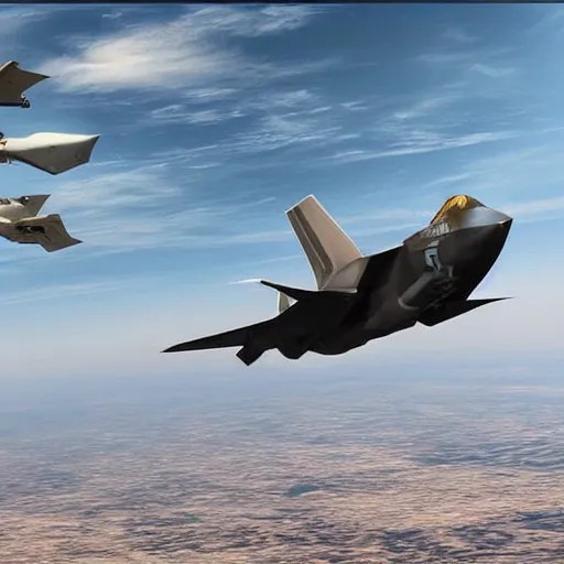 “f35 dogfight in the sky, world war 3, cinematic, Stable Diffusion OpenArt